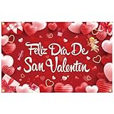YEIRFYY Red Feliz Día De San Valentín Backdrop Banner 71 x 45 Inch Happy Valentine’s Day Party Background Banner Valentines Day Heart Party Decorations Feliz Dia De San Valentin Party Supplies