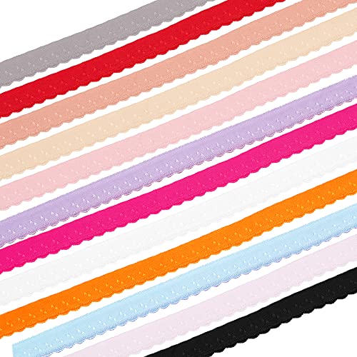 Benecreat 24Yards 12 Colors Elastic Stretch Lace Trim, Colorful Lace Elastic With Metallic Wire Ties For Hair Ties Headbands Sewing Craft, 10X1Mm #TOP7