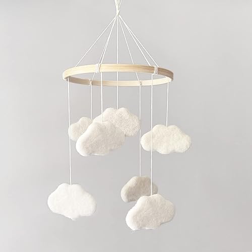 Miniatura 5 de Móvil de bebé para cuna - Móvil de cuna boho - Móvil de nube de fieltro - Móvil de bebé neutro para género - Decoración bohemia para guardería -