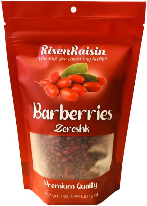 Product image of Dried Barberries (Zereshk) | 7 oz (198 g) | No Sugar Added | All Natural & Unsulfured | Tart & Flavorful | Ideal for Persian Rice & Salads | Packed in California | RisenRaisin Brand