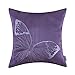CaliTime Cushion Cover Throw Pillow Case Shell for Sofa Couch Home Decoration Big Butterfly Embroidered 18 X 18 inches Purple