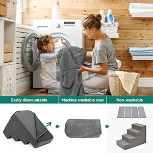   Dog-Stairs-for-High-Bed-and-Couch-Premium-Foam-Dog-Steps-for-Small-Dogs-Older-Pets-Non-Slip-Pet-Stairs-with-High-Strength-Boards-Removable-Washable-Cover-4-Tiers-Grey