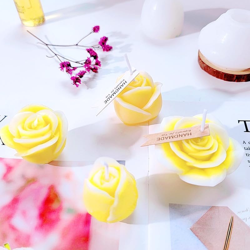 Miniatura 4 de 2 moldes de silicona para velas de flores, moldes de vela de resina 3D, kit de moldes de flores en forma de rosa para pasteles hechos a mano, jabón,