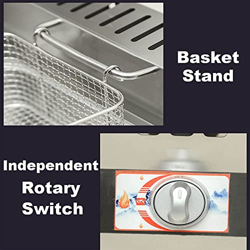 YXYLJOZ 10L/20L Gas-Fritteuse, Kommerzielle Bratpfanne, Französische Fritteuse Aus Edelstahl Mit Korb Und Gewürztrog – Bild 7