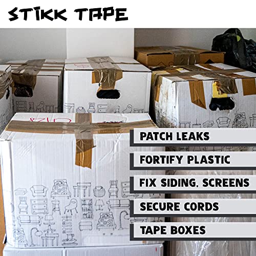 Image of STIKK Duct Tape, White, 3 inch x 25 Yards, Adhesive Tapes for Repairs, Heavy Duty Waterproof Tape for Household Projects, Commercial HVAC and Construction