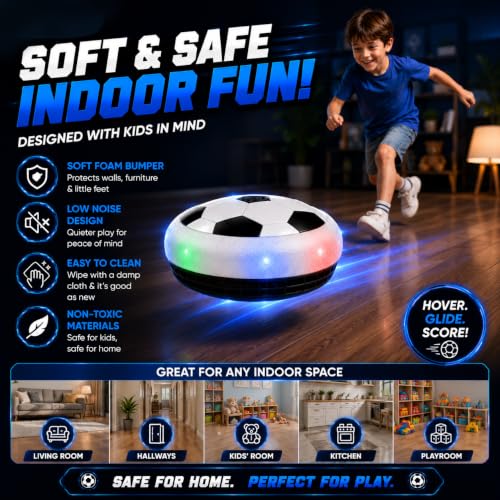 Image of Lifelong Cuppy Non-Rechargeable Hover Ball | Floating Hover Football Toy with 3 Speed Modes & LED Light | 4 AA Battery, Durable Build, Indoor Soccer | Gift for Boys & Girls (LLCHSB02)