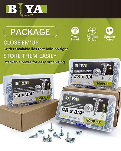 B1Jounie Ya B1YA96001 Wood Screws,#8×3/4 Inch 300Pcs Silver Self Tapping Screws thumb #3
