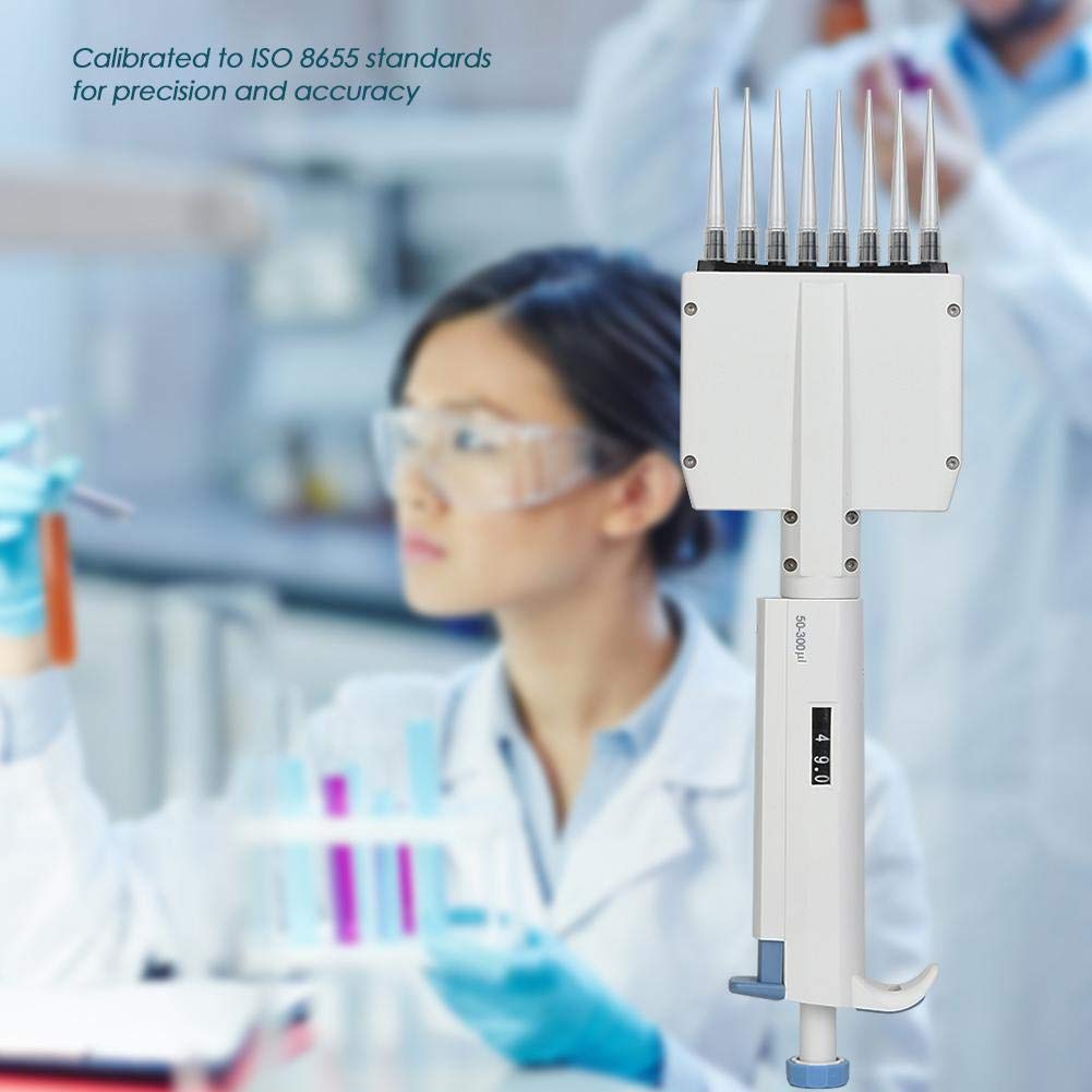 8-Kanal-Mehrkanalpipette, einstellbare Pipetten-Mikropipette 50-300μl