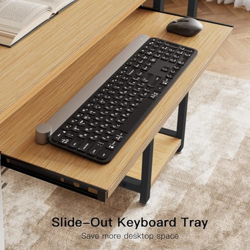 Image of Un-Desk Nova Computer Table for Home Office and Study Table with 3 Shelf Workstation Desk for Desktop Pc Laptop and Gaming with Keyboard Tray Reversible Shelf Left and Right 150 CM Oyster Cream