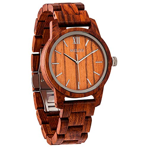 Wilds Wood Watches for Men - Premium Mens Wooden Watch - Japanese Miyota Quartz Movement - Wood Watch Band - Wood Bezel - Men Gift Idea