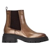 Benavente Botines Chelsea Mujer Beige Charol con Suela Robusta Cómodos