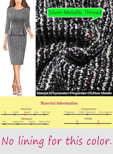 Image of VFSHOW Womens Wear to Work Front Zipper V Neck Peplum Business Office Church Flattering Pencil Sheath Dress