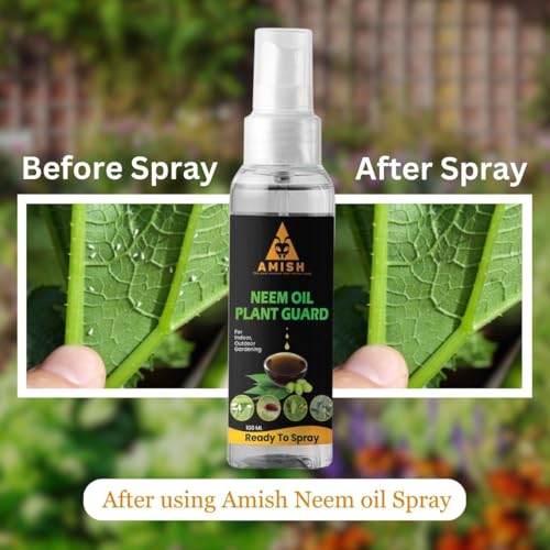 Image of Amish Herbal Neem Oil Spray 100 ml |100% Pure & Water-Soluble Neem Oil Spray for Plants | 100ml Ready-to-Use Plant Insecticide, Fungicide & Miticide | Safe for Indoor & Outdoor Garden