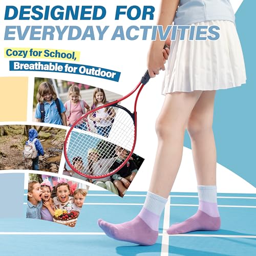 Image of ANTSANG Kids Boys Girls Athletic Cotton Socks,6 Pairs Youth Teen Crew Socks