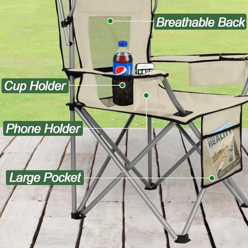ptlsy Silla de Camping Plegable Portátil con Sombrilla para Adultos (Blanco) miniatura 4