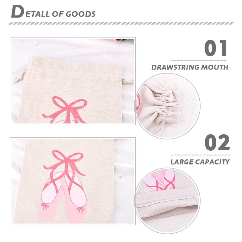 Ballet Dance Shoe Bag Drawstring Gift Bag Canvas Cinch Travel Pouch Dance Birthday Party Favors Goodie Bags for Ballerina Ballet Lover Reusable Wrapping Gifts Treat Snack Storage Bags 7.8 * 11.8 Inch2