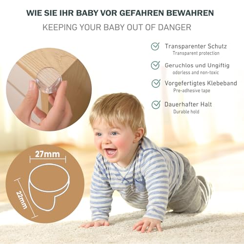 FUHOMI 24 Stücks Kantenschutz Baby Eckenschutz Baby Selbstklebend Transparent Tischkantenschutz Eckschutzkanten Baby kindersicherung Mit Verbessertem Superkleber für Baby Sicherheit (24PCS) 4