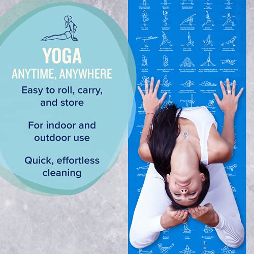 Newme Fitness Yoga Mat For Women And Men - Large, 5Mm Thick, 68 Inch Long, Non Slip Exercise Mats W/ 70 Printed Yoga Poses For Pilates, Workout And Stretching - Home And Gym Essentials - Blue #TOP4