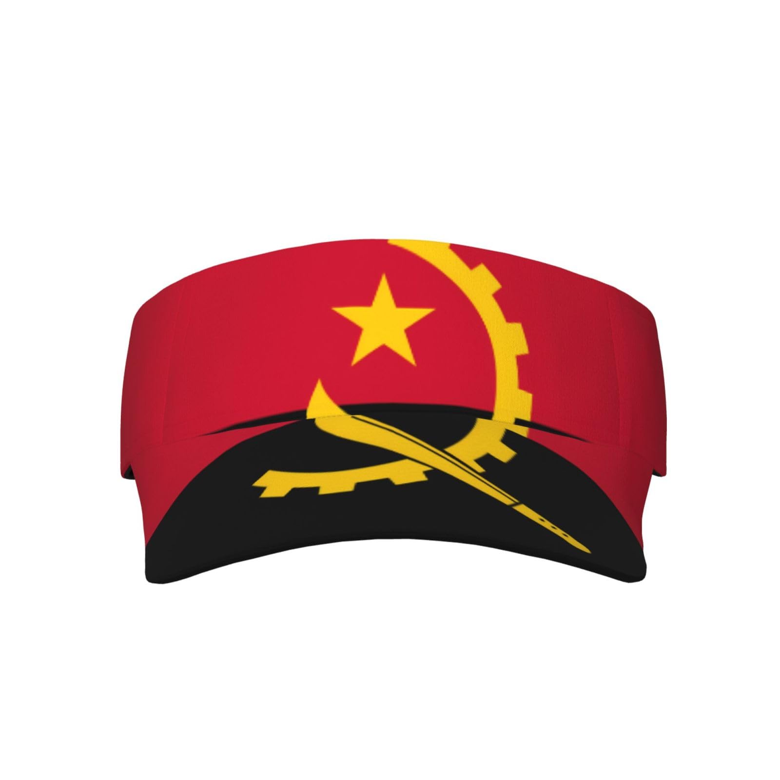Wzycwb Black Angola Flag Printed Hollow Sun Hat - Breathable, Quick-Drying Golf Baseball Cap For Outdoor Sports