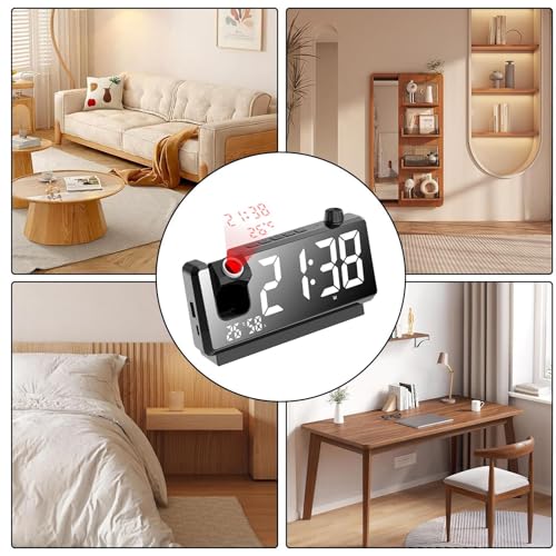 Reloj de proyección de Dormitorio con Alarma y Pantalla LED para Noches Cómodas 4