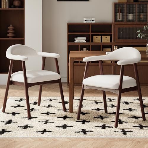MALOL Wooden Dining Chair with Armrest Set of 2, Modern...