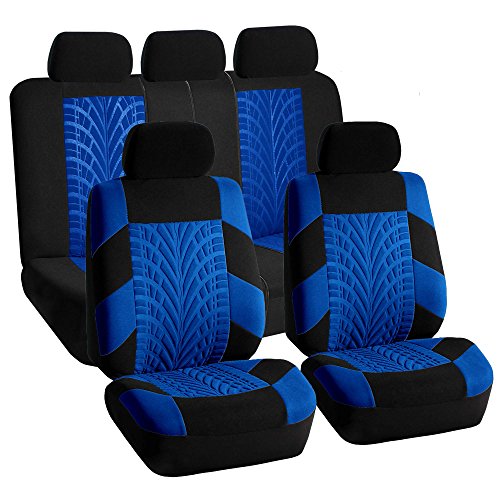 TLH Car Seat Covers Travel Master Automotive Car Seat Covers Full Set Blue Seat Covers Airbag Compatible and Split Rear Car Seat Cover Universal Fit Interior Accessories for Cars Trucks and SUV
