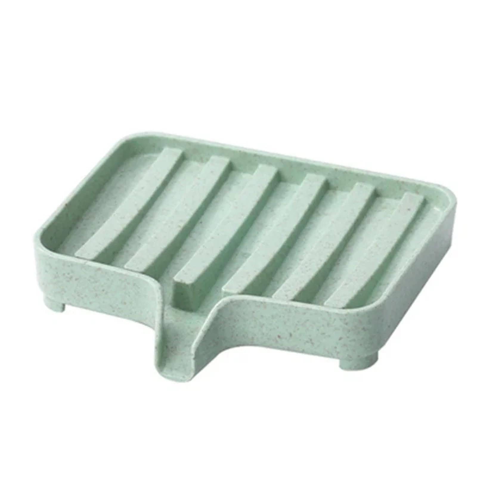 4Pcs Silicone Soap Dish Bathroom Self Draining Bar Holder Kitchen Sink Sponge Drain Portable Soaps Dishes Rack for Soap(Green)