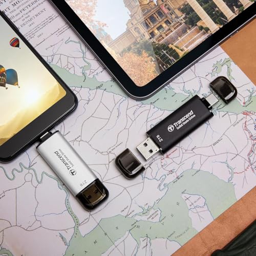 Transcend 310C 128GB USB C & USB A External Portable SSD, Up to 1,050 MB/s, 5 Yr Warranty, Black, for iPhone 15 pro max, MacBook, Ipad, Laptop and... - Image 5