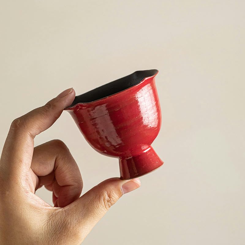 Zestaw do herbaty Chiński zestaw do herbaty, 85 ml 6,7 * 5,8 cm Czerwony ceramiczny kielich Chińskiej porcelany Filiżanka do herbaty Puchar lodów kawy Kubek na prezent i biura domowego