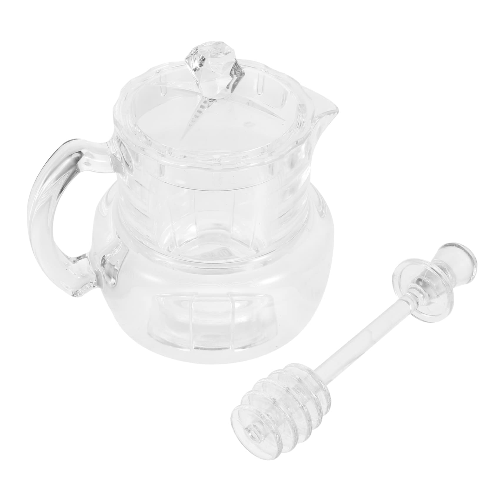 Alipis Honey Pot Products Acrylic Honey Jar Syrup Dipper Kitchen Gadget for Honey Syrup