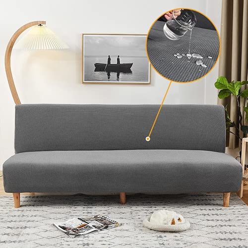 Wasserdichter armloser Sofabezug, Einfarbiger armloser Sofabezug für das Wohnzimmer, Ohne armlehnen Sofa überzug weicher und bequemer Stoff, Anti-Flecken (Oak Grey,Sofa Head 150-190cm) Cover