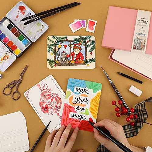 Grabie Watercolor Postcards, 100% Cotton, 24 Sheets, 4.1X5.9 Inches, 140Lb (300Gsm), Blank Note Cards For Watercolor Journal, Art Supplies For Thank You Notes, Invitations, And Greeting Cards #TOP5