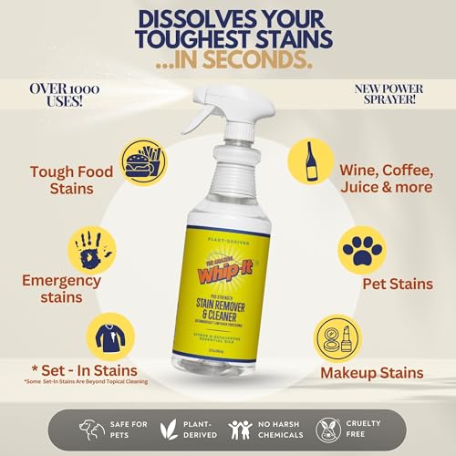 whip-it stain remover and concentrate kit 2-32oz concentrates amp 1-32 oz pro spray stain remover makes 64 bottles removes coffee wine baby stains pet stains plant based enzyme cleaner 500 uses