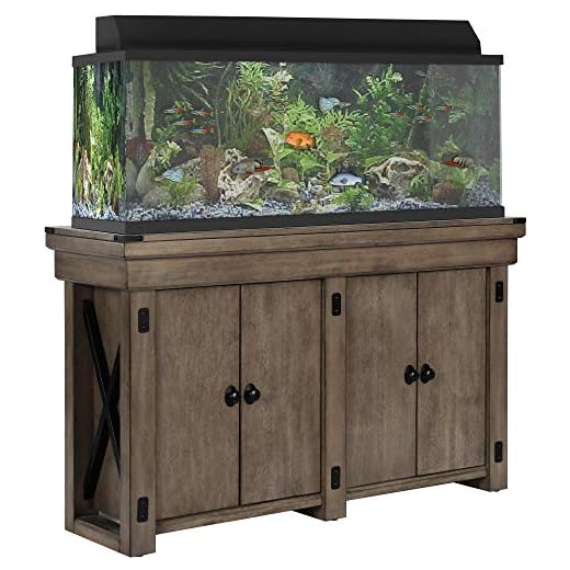 Ollie & Hutch Flipper Wildwood 55 Gallon, Rustic Gray Aquarium Stand