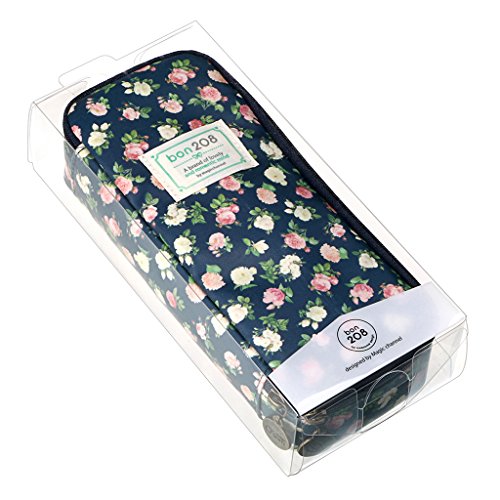 Btsky Cute Pencil Case - High Capacity Floral Pencil Pouch Stationery Organizer Multifunction Cosmetic Makeup Bag, Perfect Holder For Pencils And Pens Dark Blue #TOP1