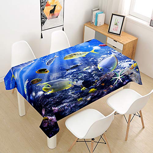 Morbuy 3D Nappe Rectangulaire Océan Imprimé Anti Tache Nappe de Table Imperméable Lavable et Facile d'entretien pour Ménage Table Basse Jardin Extérieure...