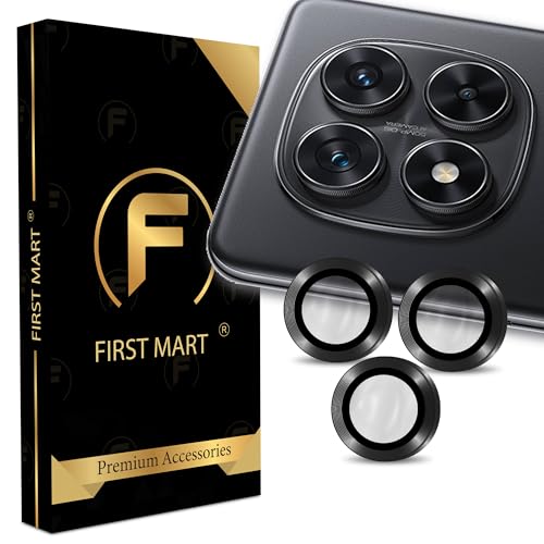 Image of FIRST MART Camera Lens Protector for Redmi Note 14 Pro Tough HD Individual Aluminum Alloy Lens Ring Cover, Scratch Resistant, Thin Glass| Black, 1 Pack