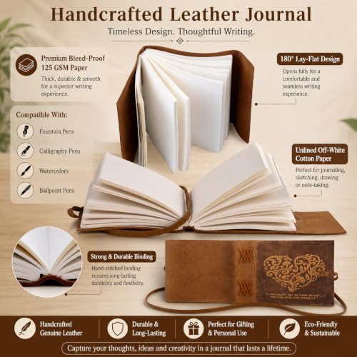 Image of CAVALO - Be Unique Leather Diary, Brown Colour Antique Handmade Leather Bound Notepad for Men and Women 5x7 Inches, Gift for any one