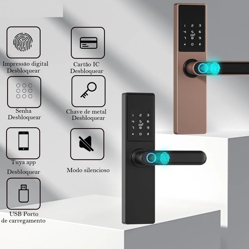 Serrure empreinte digitale Smartlife avec poignée réversible et code tactile