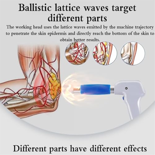 Focused Shockwave Therapy Machine, dispositivo de terapia de ondas de choque de 0.5-8 Bar para alivio del dolor muscular con 5 cabezales de masaje y cable de mango, azul miniatura 6