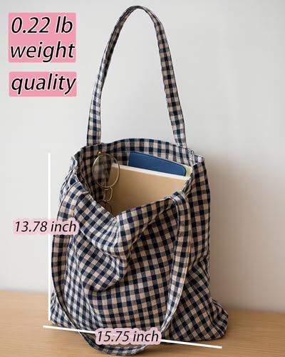 Bolso tote clásico de cuadros negro y blanco para mujer miniatura 4