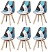 Herbalady Un gruppo di diverse sedie da pranzo europee, design patchwork con cuscini, gambe in legno di faggio naturale, adatte per sala da pranzo, soggiorno e camera da letto. (blu, 6)