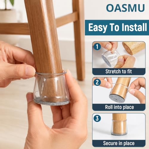 Image of 16 Pcs Chair Leg Protectors for Hardwood Floors, Silicone Felt Furniture Pads Non Slip, Free Moving Table Covers, Stool Caps (Large Fit: 1.3'' - 2'')