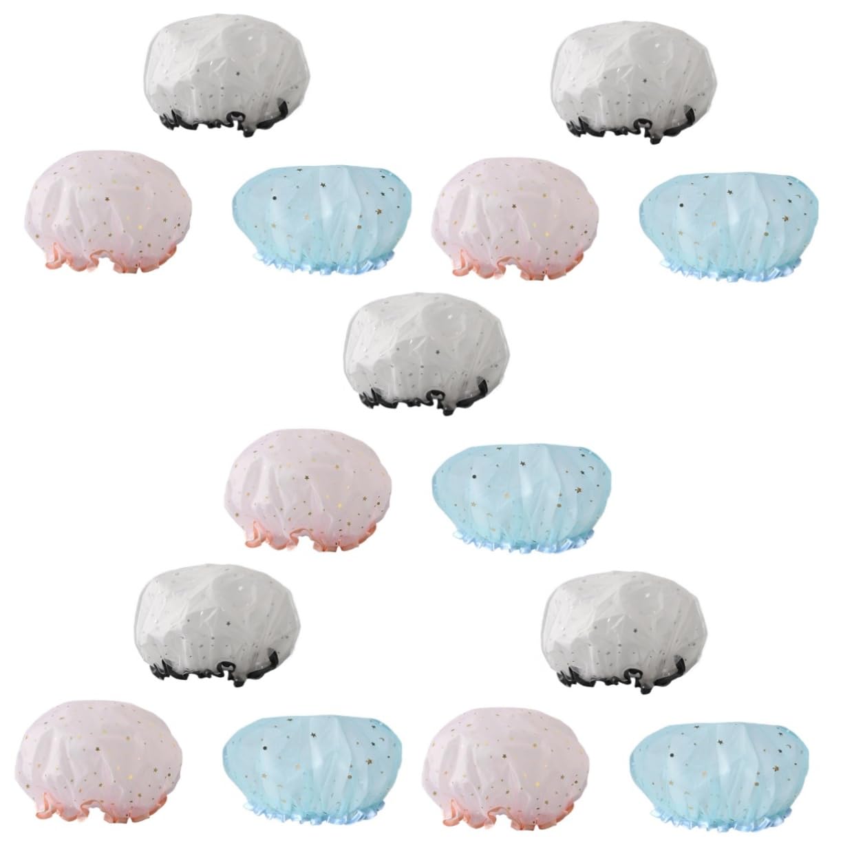 FRCOLOR 15stücke Teiliges Wasserdichter Duschhauben Für Doppellagige Elastische Badekappen Pastellfarben Für Spa Und