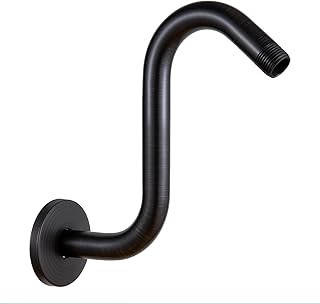 OFFO Shower Head Extension Arm 8 in, Oil Rubbed Bronze S Shaped Shower Arm with Flange High Rise Goose Neck Shower Extension