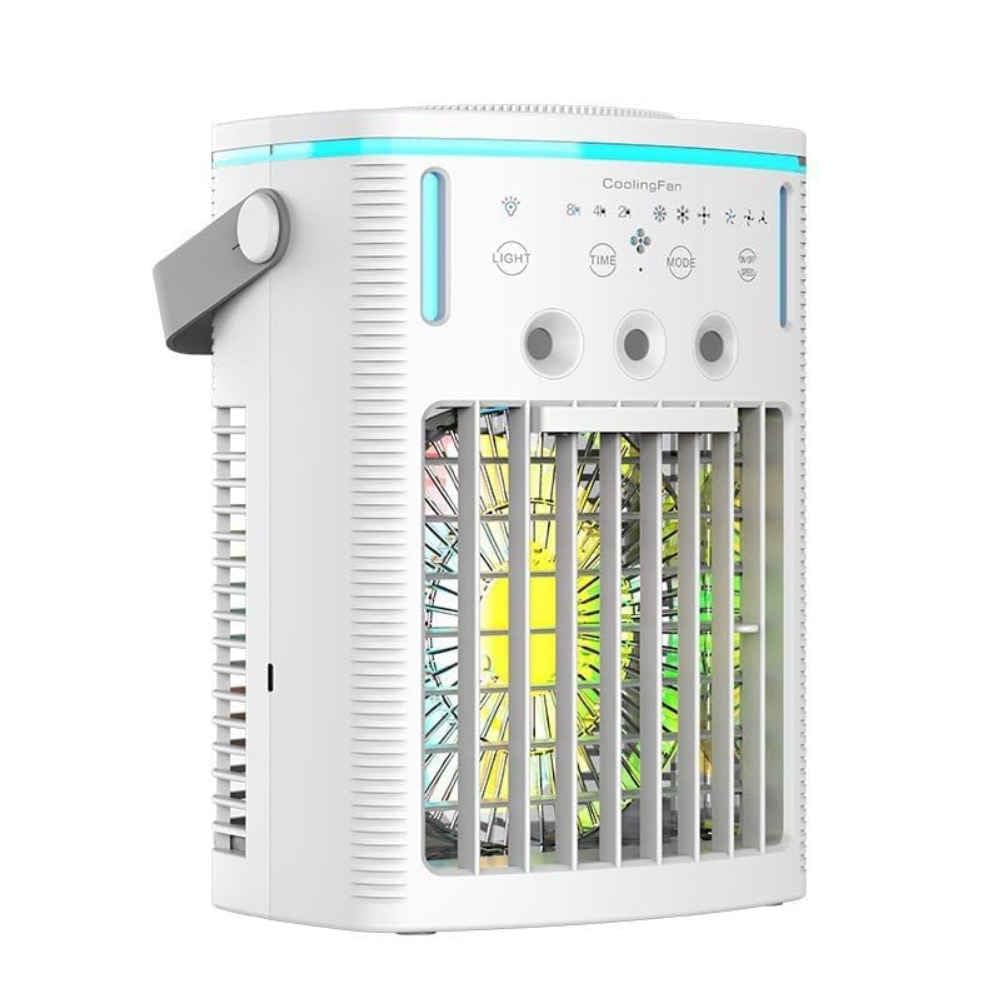 Air Cooling Fan with Remote, Timer Mini AC Unit, 3 Wind Speed, 3 Cool Mist & 2-8H Portable Air AC Fan for Car, Air Cooler Evaporative for Home, Bedroom, Travel, Office, Outdoor, Indoor