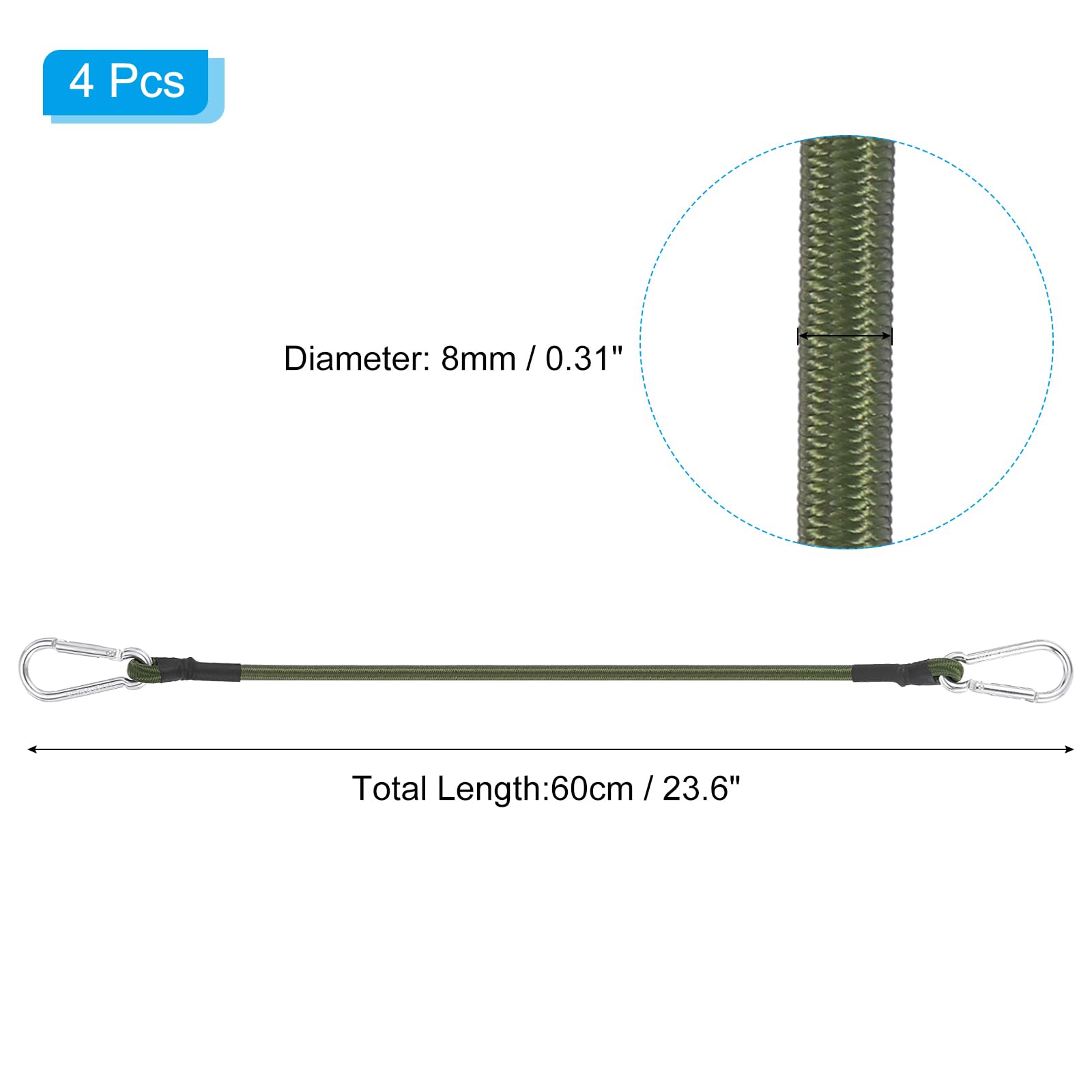 PATIKIL 23.6 Inch Bungee Cords with Hooks - Image 2