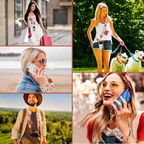 Image of XANGNIER Clip and Go Strap for Phone with Wallet Crossbody, Phone Strap with Zippered Wallet, Adjustable Anti Theft Cellphone Lanyard for Women, Cellphone Chain Accessories,Multicolor 30
