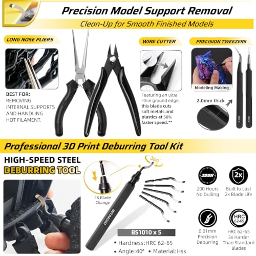 Image of 113Pcs 3D Printer Tool Kit and Accessories with Case incl. Scrapers, Pliers, Files, Deburring, Nozzle Anti-Stick Coating, Lubricant Oil /Grease, Screwdriver Set, for Bambu Lab & all FDM /SLA 3D Printers