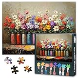 Vase 1000-teiliges Puzzle für Erwachsene, Puzzles 1000 Teile, schwierig und herausfordernd, Blühende Bunte Blumen, 70 x 50 cm, Familien Puzzle Spiel Abend & Wohnkultur (Blossom Serie)